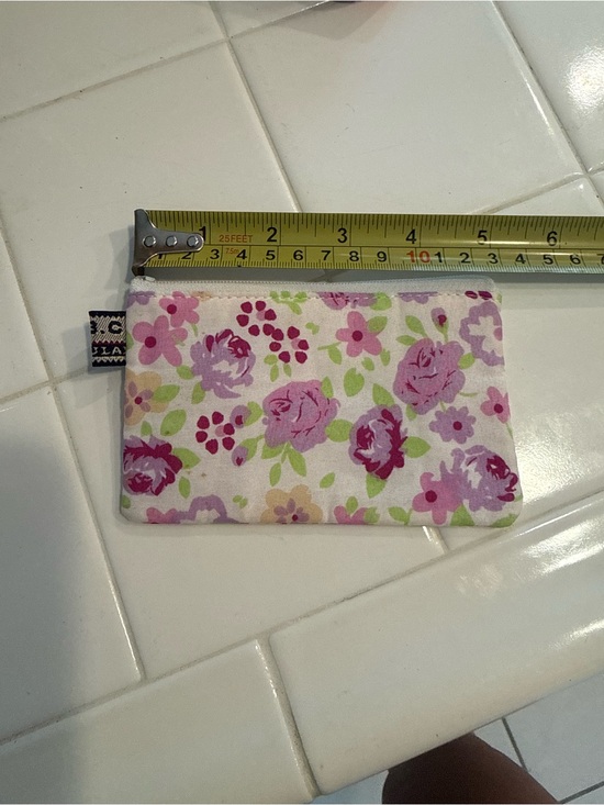 Handbags - Floral Cotton Zipper Pouch - Pink & Green